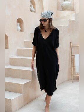 Gillia ZANE CAFTAN Black Dress Small